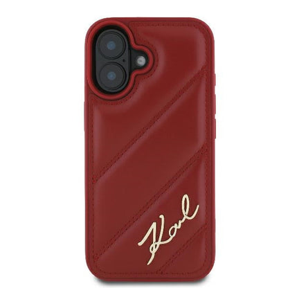 Deksel for Apple iPhone 16, Karl Lagerfeld, Diagonal Quilted Script, Rosie