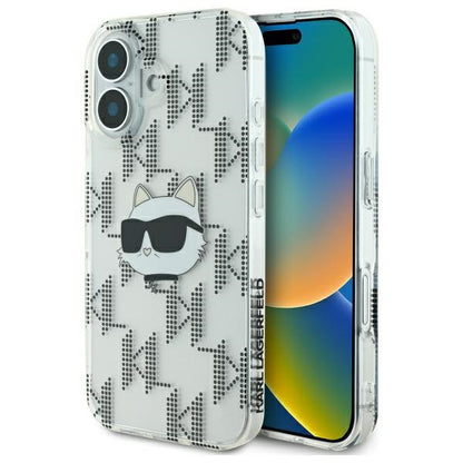 Deksel for Apple iPhone 16, Karl Lagerfeld, IML Luxury Electroplated Choupette's Head, Gjennomsiktig