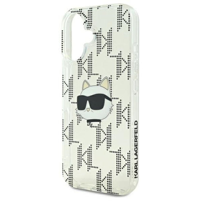 Deksel for Apple iPhone 16, Karl Lagerfeld, IML Luxury Electroplated Choupette's Head, Gjennomsiktig