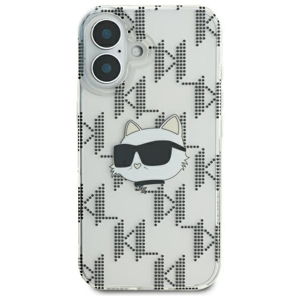 Deksel for Apple iPhone 16, Karl Lagerfeld, IML Luxury Electroplated Choupette's Head, Gjennomsiktig