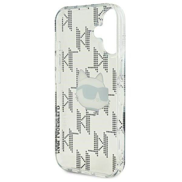 Deksel for Apple iPhone 16, Karl Lagerfeld, IML Luxury Electroplated Choupette's Head, Gjennomsiktig