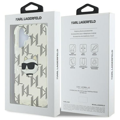 Deksel for Apple iPhone 16, Karl Lagerfeld, IML Luxury Electroplated Choupette's Head, Gjennomsiktig