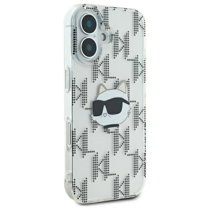 Deksel for Apple iPhone 16, Karl Lagerfeld, IML Luxury Electroplated Choupette's Head, Gjennomsiktig