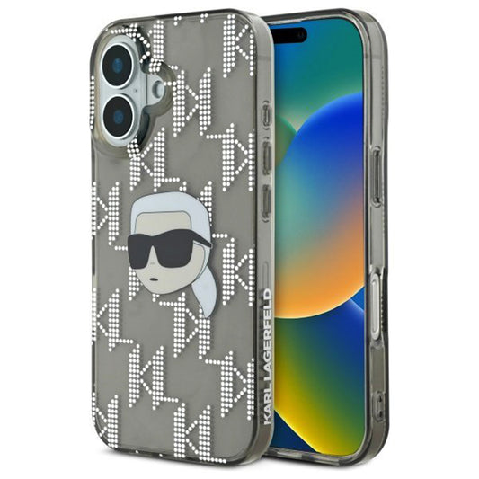 Deksel for Apple iPhone 16, Karl Lagerfeld, IML Luxury Electroplated Karl's Head, Svart