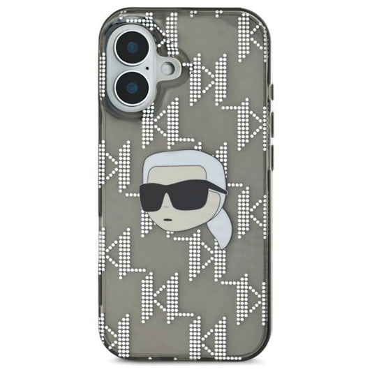 Deksel for Apple iPhone 16, Karl Lagerfeld, IML Luxury Electroplated Karl's Head, Svart