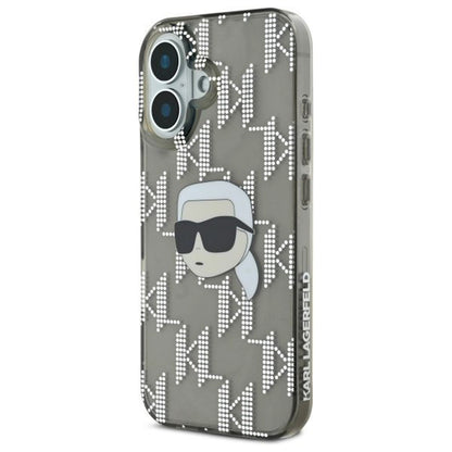 Deksel for Apple iPhone 16, Karl Lagerfeld, IML Luxury Electroplated Karl's Head, Svart