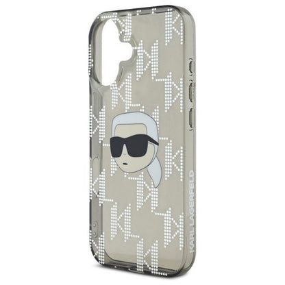 Deksel for Apple iPhone 16, Karl Lagerfeld, IML Luxury Electroplated Karl's Head, Svart