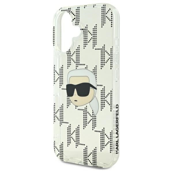 Deksel for Apple iPhone 16, Karl Lagerfeld, IML Luxury Electroplated Karl's Head, Gjennomsiktig