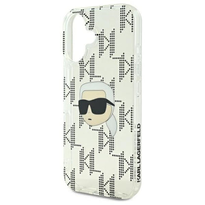 Deksel for Apple iPhone 16, Karl Lagerfeld, IML Luxury Electroplated Karl's Head, Gjennomsiktig