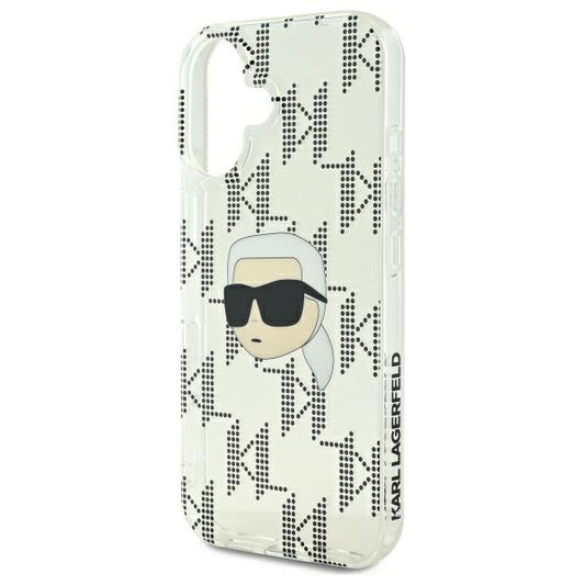 Deksel for Apple iPhone 16, Karl Lagerfeld, IML Luxury Electroplated Karl's Head, Gjennomsiktig