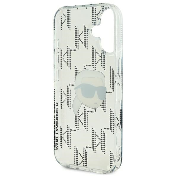 Deksel for Apple iPhone 16, Karl Lagerfeld, IML Luxury Electroplated Karl's Head, Gjennomsiktig