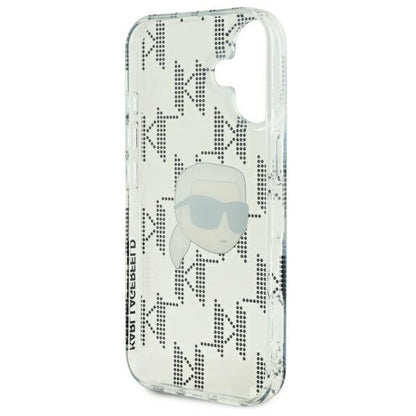 Deksel for Apple iPhone 16, Karl Lagerfeld, IML Luxury Electroplated Karl's Head, Gjennomsiktig