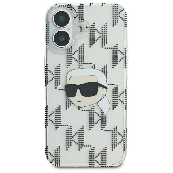 Deksel for Apple iPhone 16, Karl Lagerfeld, IML Luxury Electroplated Karl's Head, Gjennomsiktig