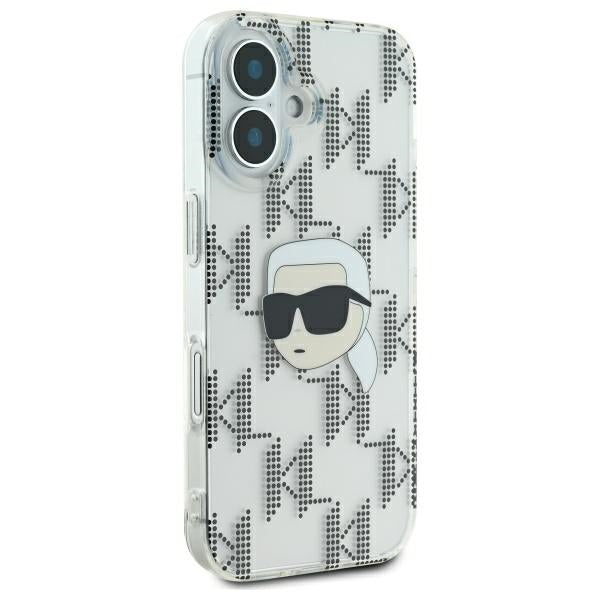 Deksel for Apple iPhone 16, Karl Lagerfeld, IML Luxury Electroplated Karl's Head, Gjennomsiktig
