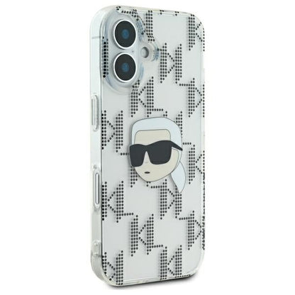 Deksel for Apple iPhone 16, Karl Lagerfeld, IML Luxury Electroplated Karl's Head, Gjennomsiktig