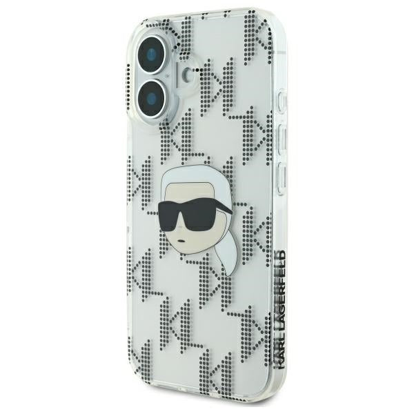 Deksel for Apple iPhone 16, Karl Lagerfeld, IML Luxury Electroplated Karl's Head, Gjennomsiktig