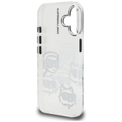 Deksel for Apple iPhone 16, Karl Lagerfeld, IML Luxury Multi Head Pattern, Gjennomsiktig