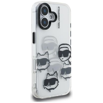 Deksel for Apple iPhone 16, Karl Lagerfeld, IML Luxury Multi Head Pattern, Gjennomsiktig