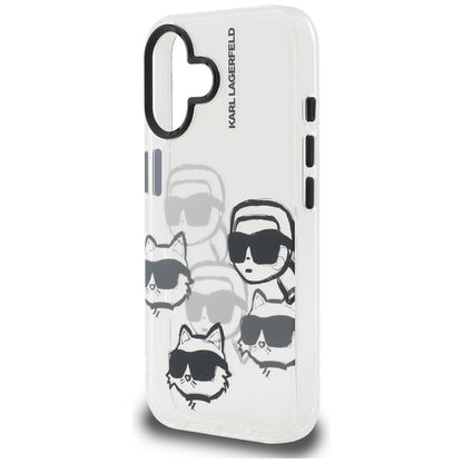 Deksel for Apple iPhone 16, Karl Lagerfeld, IML Luxury Multi Head Pattern, Gjennomsiktig