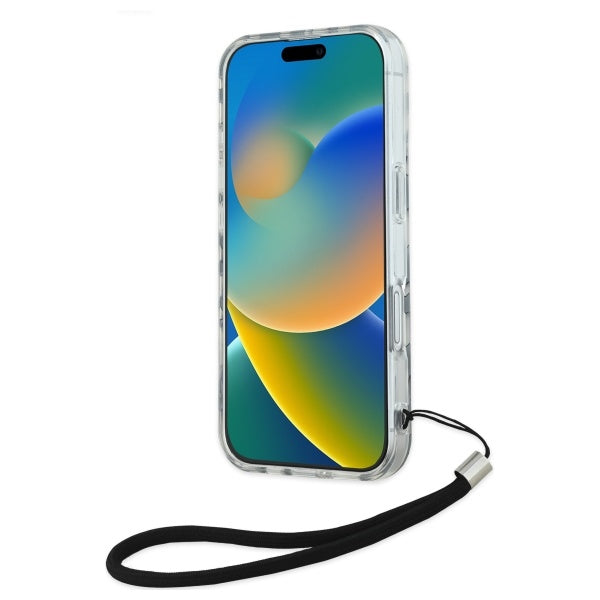 Deksel for Apple iPhone 16, Karl Lagerfeld, IML Luxury Zebra Pattern with Strap, Svart