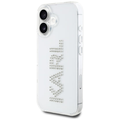 Deksel for Apple iPhone 16, Karl Lagerfeld, IML Rhinestones Transparent Logo, Gjennomsiktig