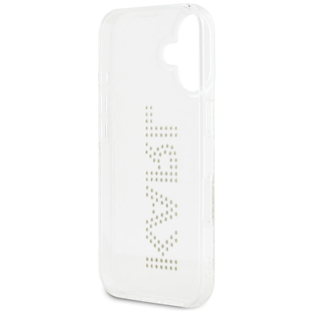 Deksel for Apple iPhone 16, Karl Lagerfeld, IML Rhinestones Transparent Logo, Gjennomsiktig