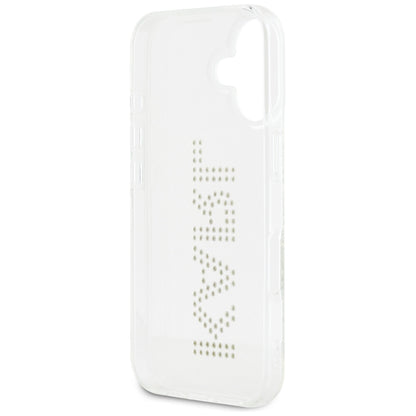 Deksel for Apple iPhone 16, Karl Lagerfeld, IML Rhinestones Transparent Logo, Gjennomsiktig
