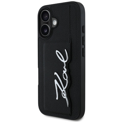 Deksel for Apple iPhone 16, Karl Lagerfeld, Metal Signature, Svart