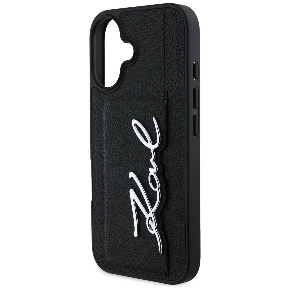 Deksel for Apple iPhone 16, Karl Lagerfeld, Metal Signature, Svart