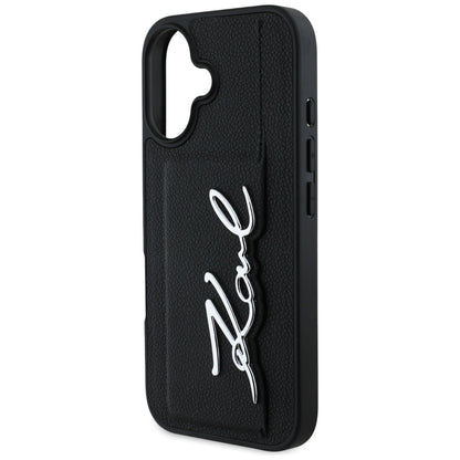 Deksel for Apple iPhone 16, Karl Lagerfeld, Metal Signature, Svart
