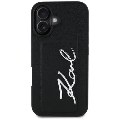 Deksel for Apple iPhone 16, Karl Lagerfeld, Metal Signature, Svart