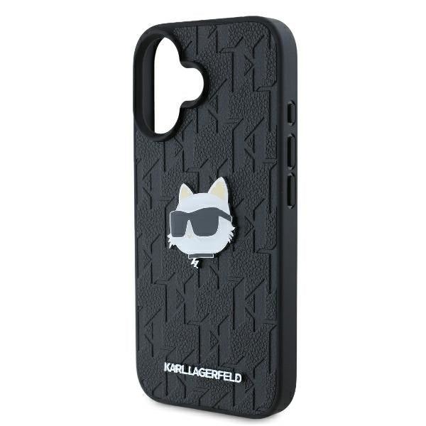 Deksel for Apple iPhone 16, Karl Lagerfeld, Monogram Choupette's Head, Svart