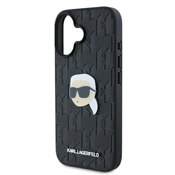 Deksel for Apple iPhone 16, Karl Lagerfeld, Monogram Karl's Head, Svart