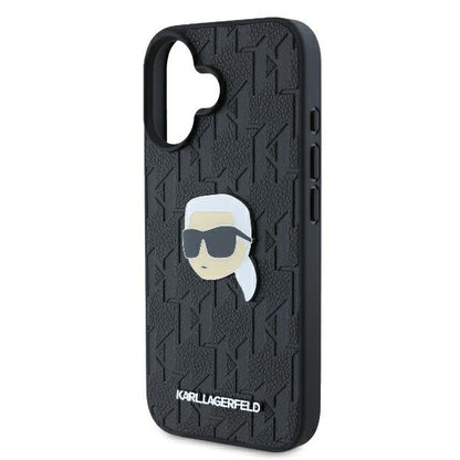 Deksel for Apple iPhone 16, Karl Lagerfeld, Monogram Karl's Head, Svart