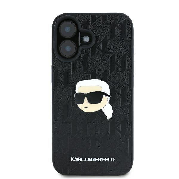 Deksel for Apple iPhone 16, Karl Lagerfeld, Monogram Karl's Head, Svart