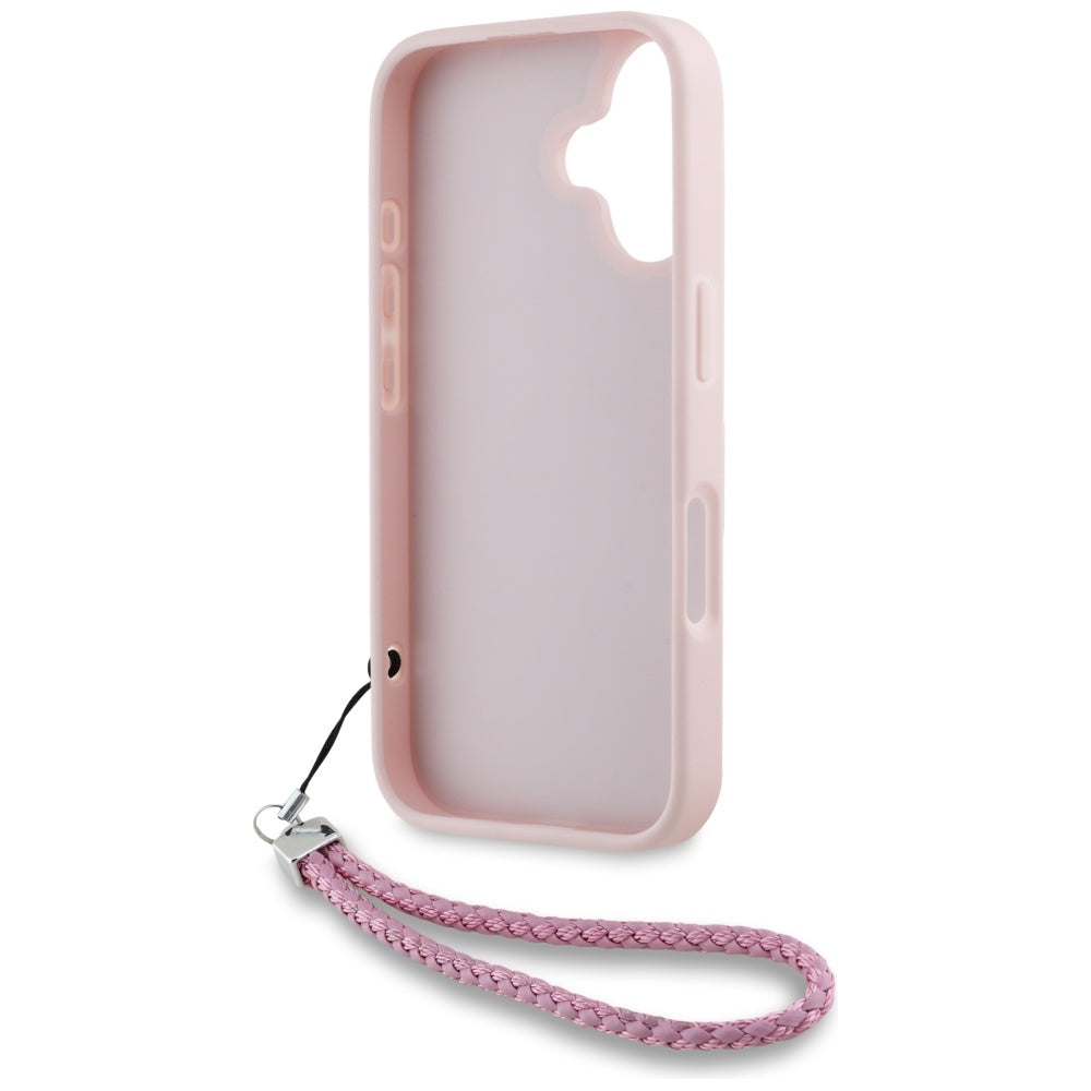 Deksel for Apple iPhone 16, Karl Lagerfeld, Quilted Initial Logo & Chain Strap, Rosa