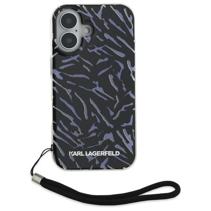 Deksel for Apple iPhone 16, Karl Lagerfeld, Zebra with Cord Strap, Lilla