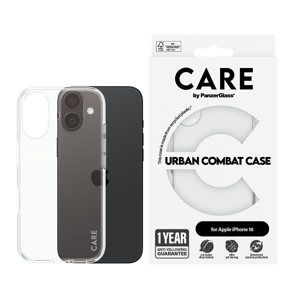 Deksel for Apple iPhone 16, PanzerGlass, Care Urban Combat, Gjennomsiktig
