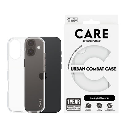 Deksel for Apple iPhone 16, PanzerGlass, Care Urban Combat, Gjennomsiktig