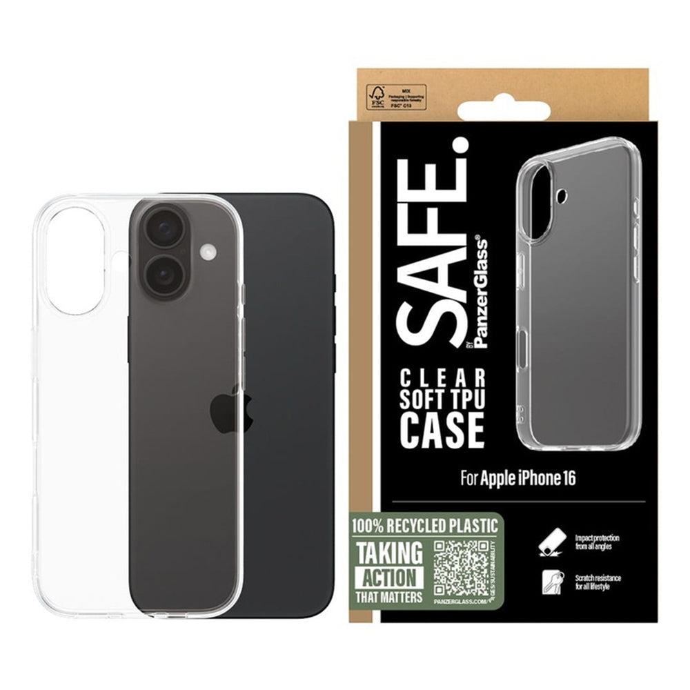 Deksel for Apple iPhone 16, PanzerGlass, Safe., Gjennomsiktig