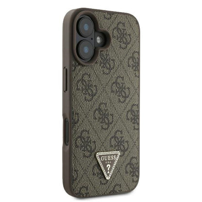 Deksel for Apple iPhone 16 Plus, Guess, 4G Triangle Strass, Brun