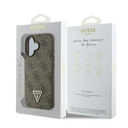 Deksel for Apple iPhone 16 Plus, Guess, 4G Triangle Strass, Brun