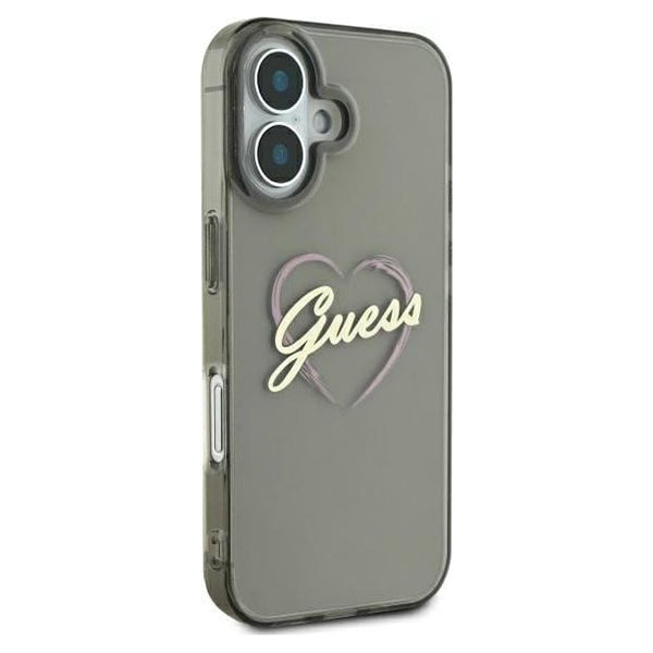 Deksel for Apple iPhone 16 Plus, Guess, IML Heart, Svart