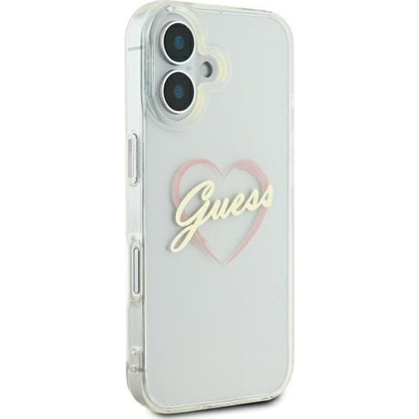 Deksel for Apple iPhone 16 Plus, Guess, IML Heart, Gjennomsiktig
