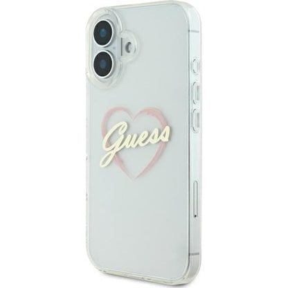 Deksel for Apple iPhone 16 Plus, Guess, IML Heart, Gjennomsiktig