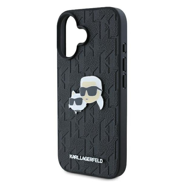 Deksel for Apple iPhone 16 Plus, Karl Lagerfeld, Monogram Karl & Choupette's Heads, Svart