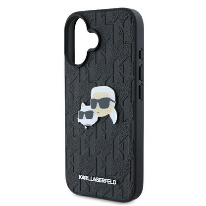 Deksel for Apple iPhone 16 Plus, Karl Lagerfeld, Monogram Karl & Choupette's Heads, Svart