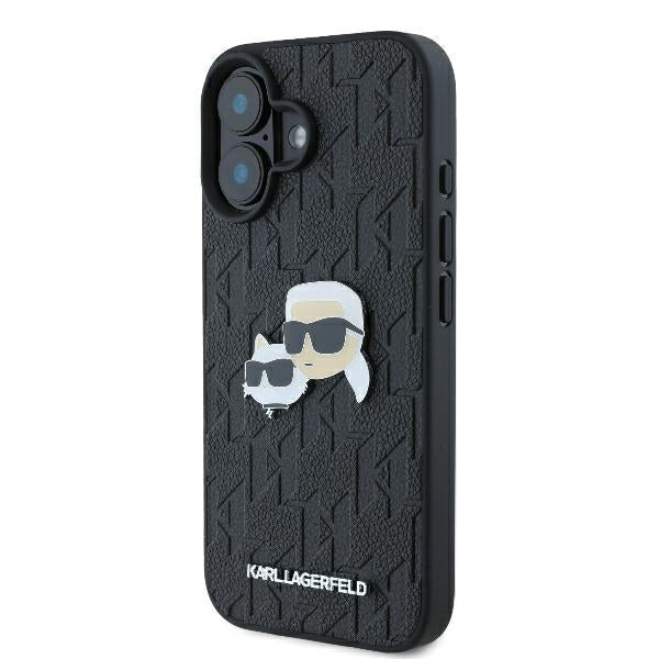 Deksel for Apple iPhone 16 Plus, Karl Lagerfeld, Monogram Karl & Choupette's Heads, Svart