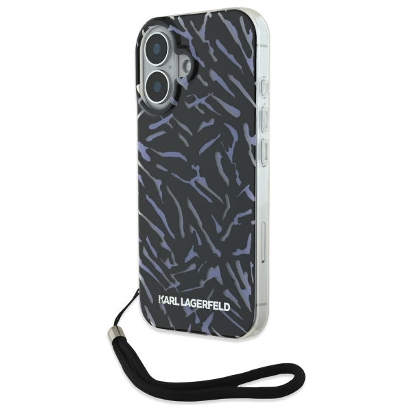 Deksel for Apple iPhone 16 Plus, Karl Lagerfeld, Zebra with Cord Strap, Lilla