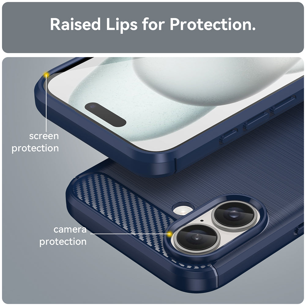 Deksel for Apple iPhone 16 Plus, Techsuit, Karbon, Blå